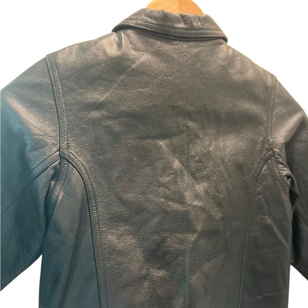 Gymboree Genuine Leather Jacket Girls XL 7 Black Moto Style 2001 Rainbow Cuffs - Picture 7 of 7